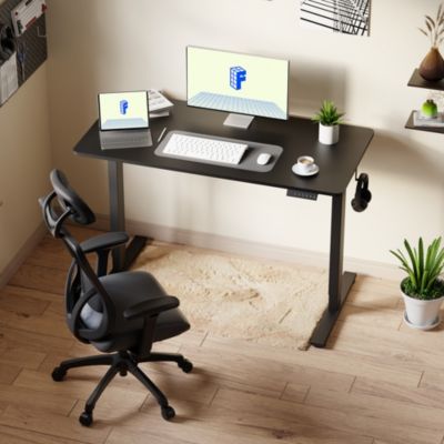 EZ2 Series 48"W Electric Height Adjustable Standing Desk with Memory Controls, Hooks and Storage Box – Quick Install