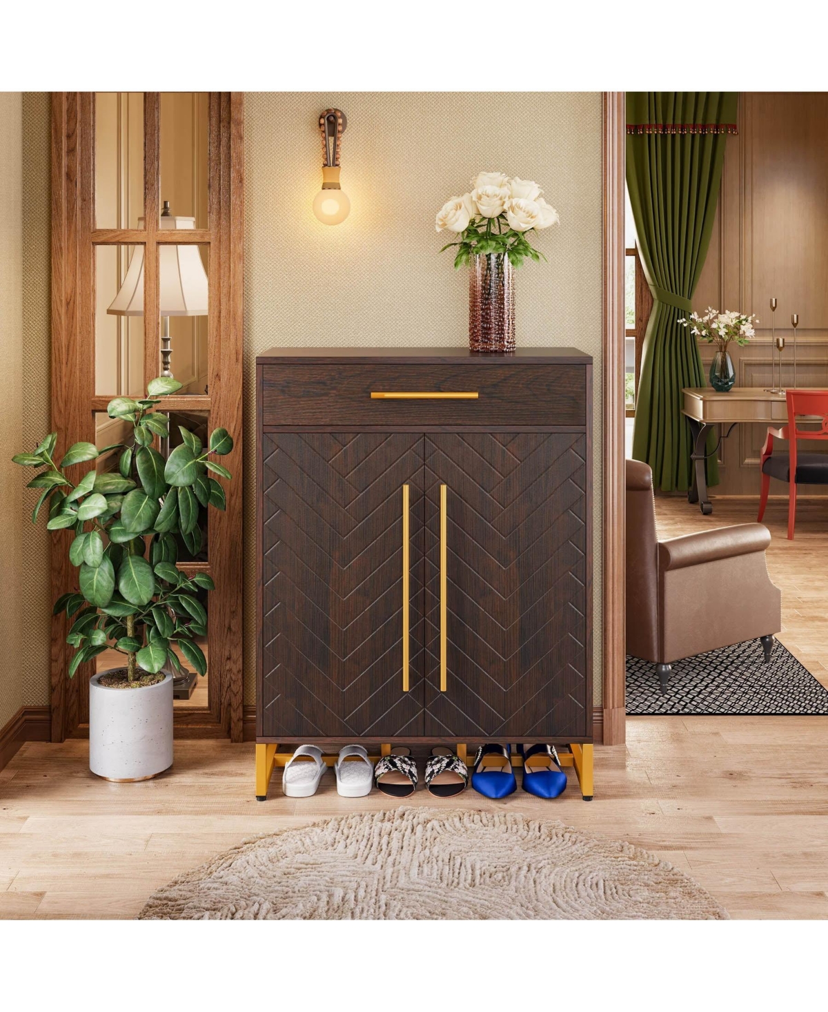 Slickblue Modern Shoe Organizer with Adjustable Shelves for Entryway