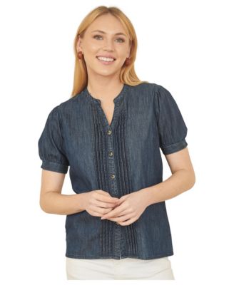 Women's Chambray Pleated Denim Shirt