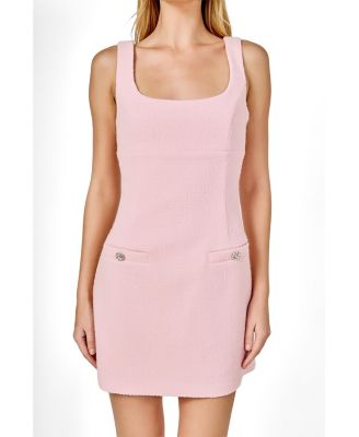 Women's Tweed Scoop Neck Mini Dress