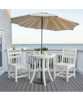 3-Piece White Outdoor Bistro Set, HDPE Patio Furniture with Round Table and 2 Chairs
