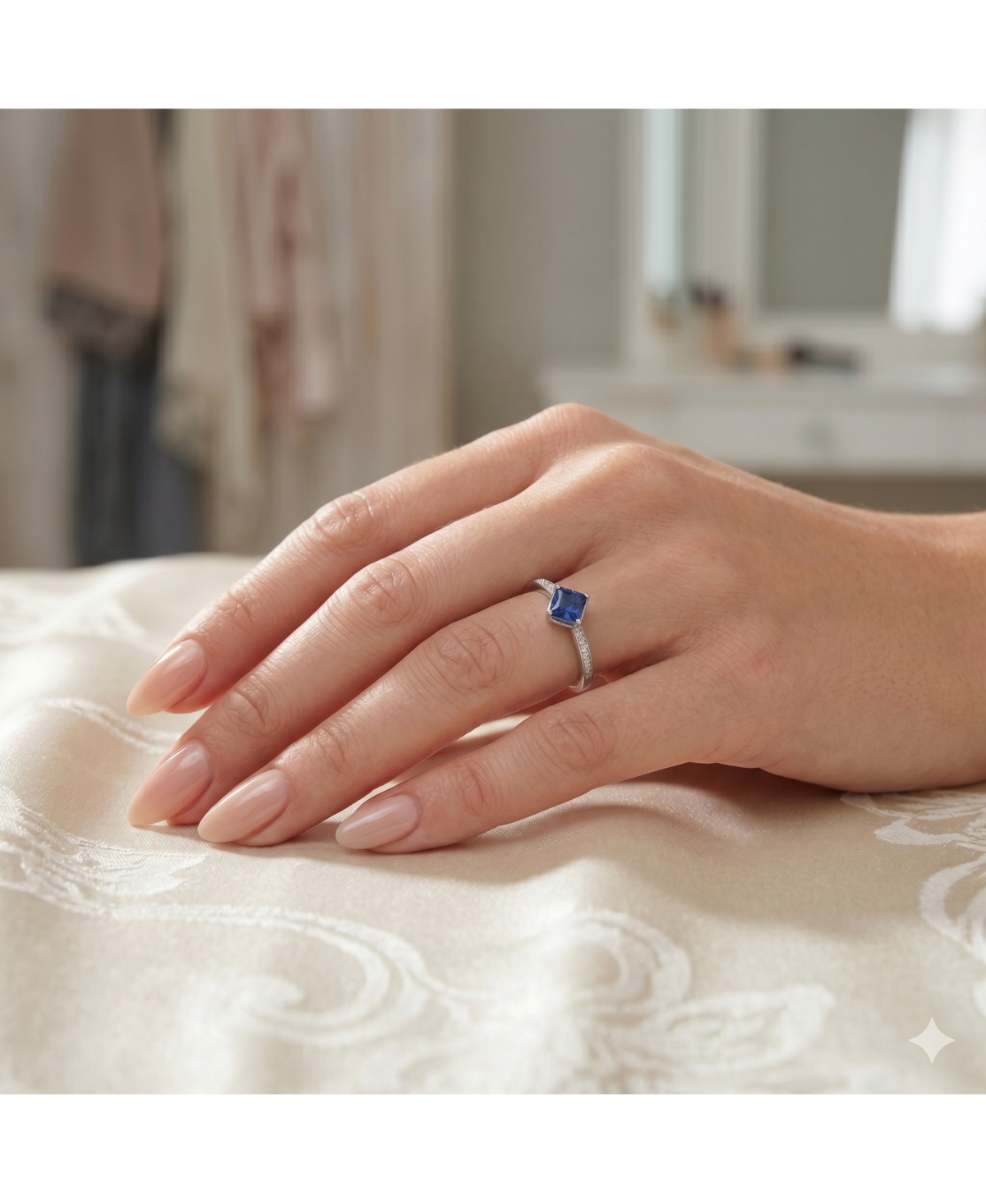 Simona Radiant Center Sapphire and Clear Cz Ring