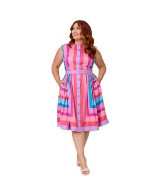 Plus Size Sleeveless Button Swing Dress