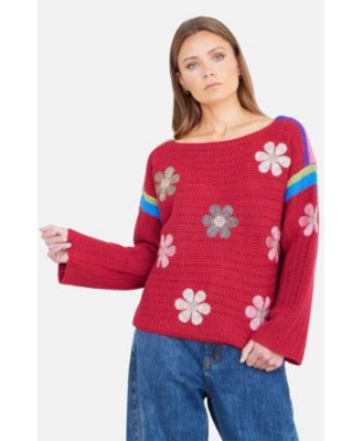 Women's Crochet Flower Jumper
