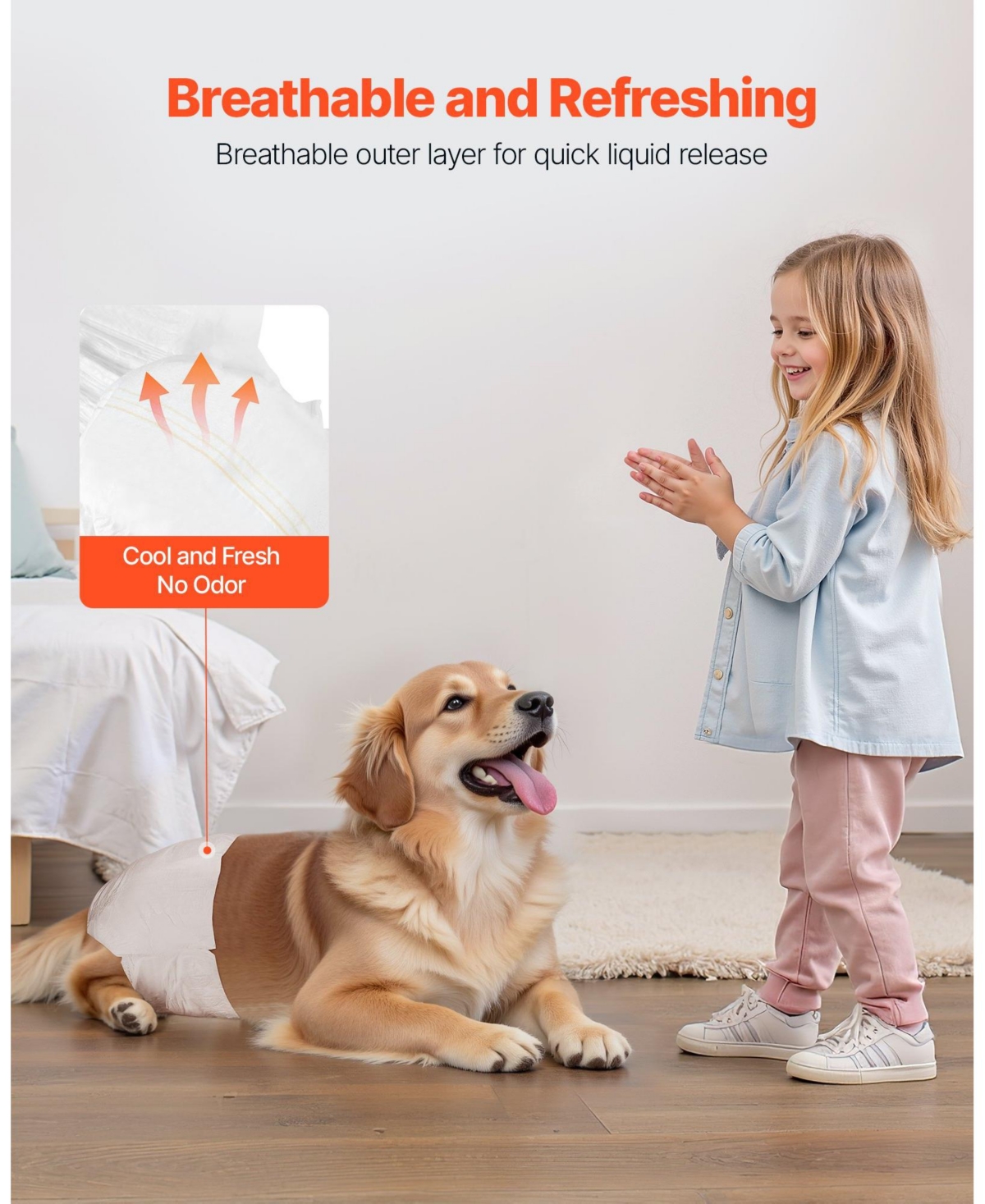 Cozito Disposable Female Dog Diapers, M Size 144 Count with Wetness Indicator