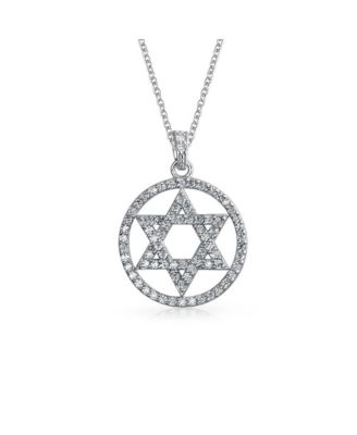 Star of David Pendant Necklace Cubic Zirconia CZ .925 Sterling Silver Bat Mitzvah Gift