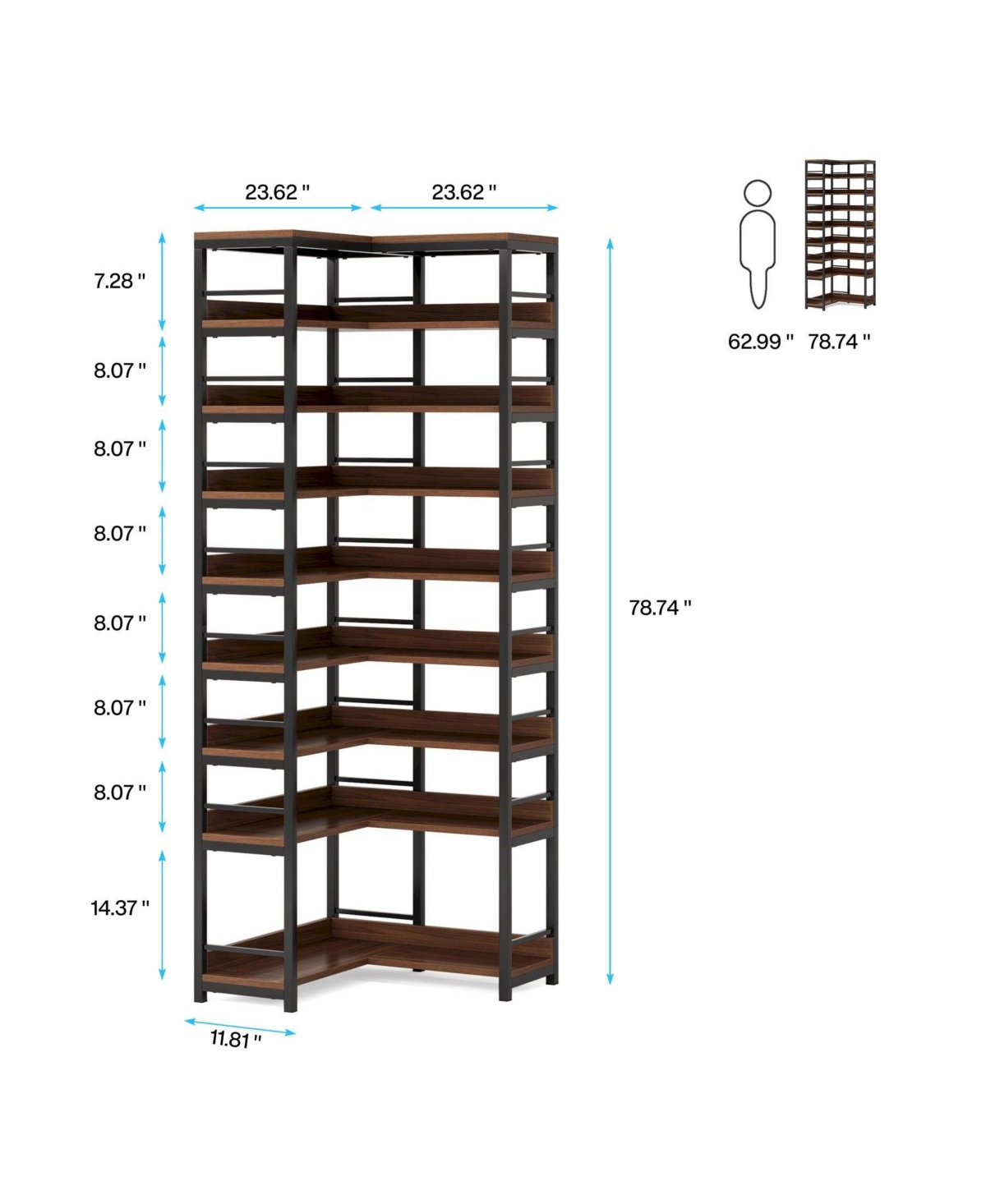 Slickblue 9 Tier Corner Shoe Rack Freestanding Shoe Storage Shelf