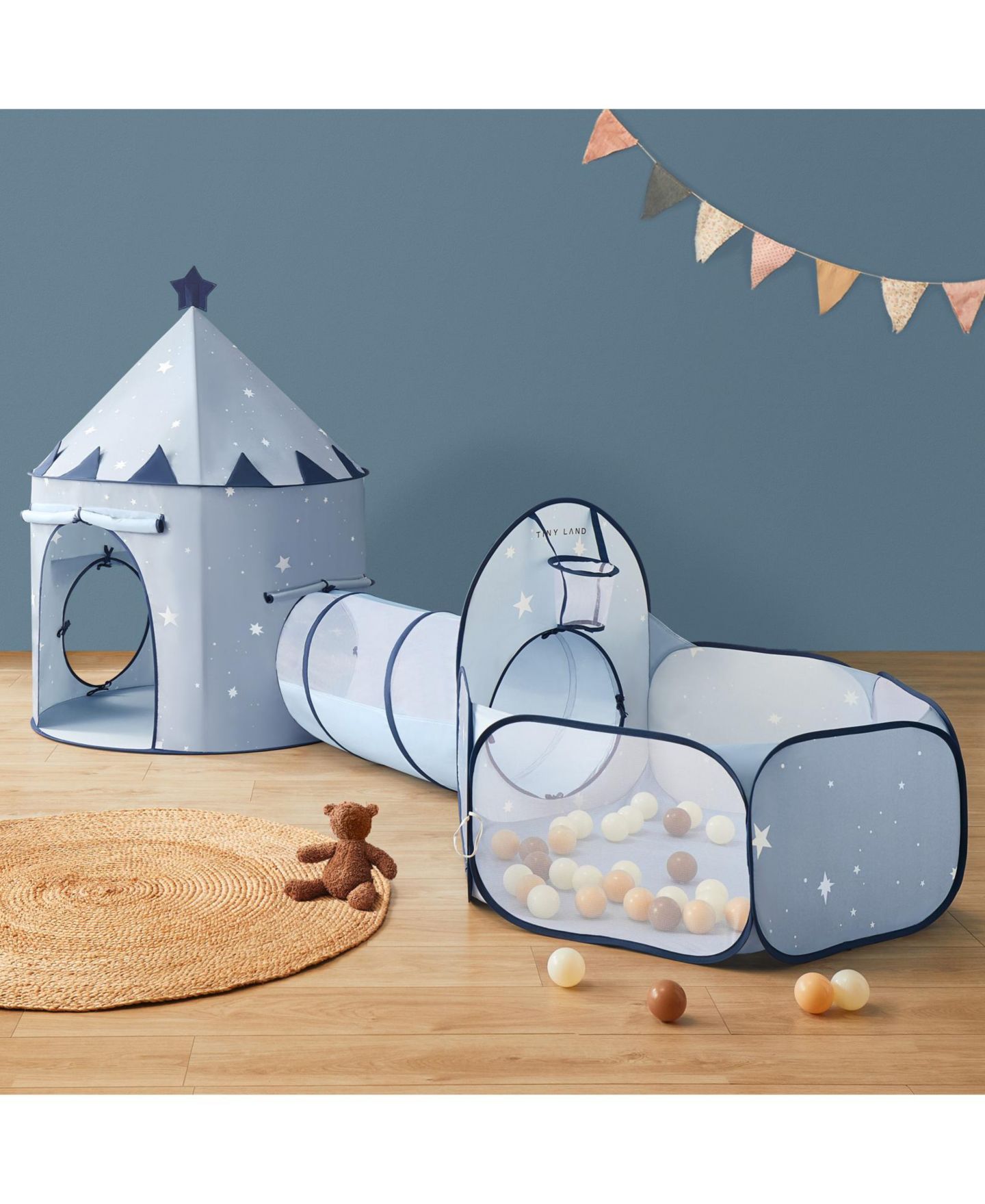 Детские игрушки Tiny Land 3-in-1 Pop-Up Play Tent, Crawl Tunnel and Ball Pit, 3-Piece Set, Ages 2+, цвет: Синий — фото 10