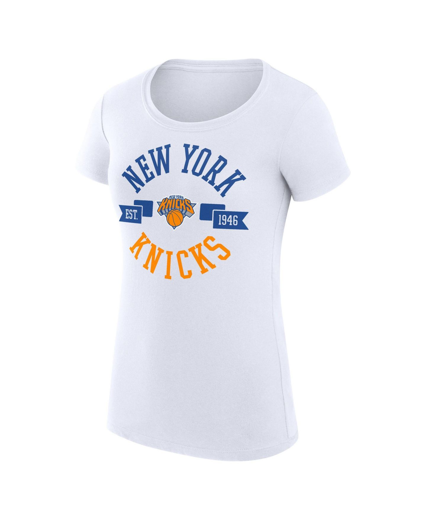 Женская футболка G-III 4Her by Carl Banks White New York Knicks Super-Slim Fit Lightweight Large City Logo — фото 2
