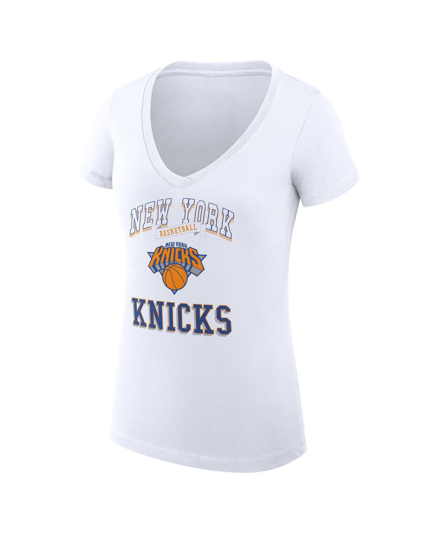Женская футболка G-III 4Her by Carl Banks White New York Knicks Super-Slim Fit Lightweight Team Logo V-Neck — фото 2