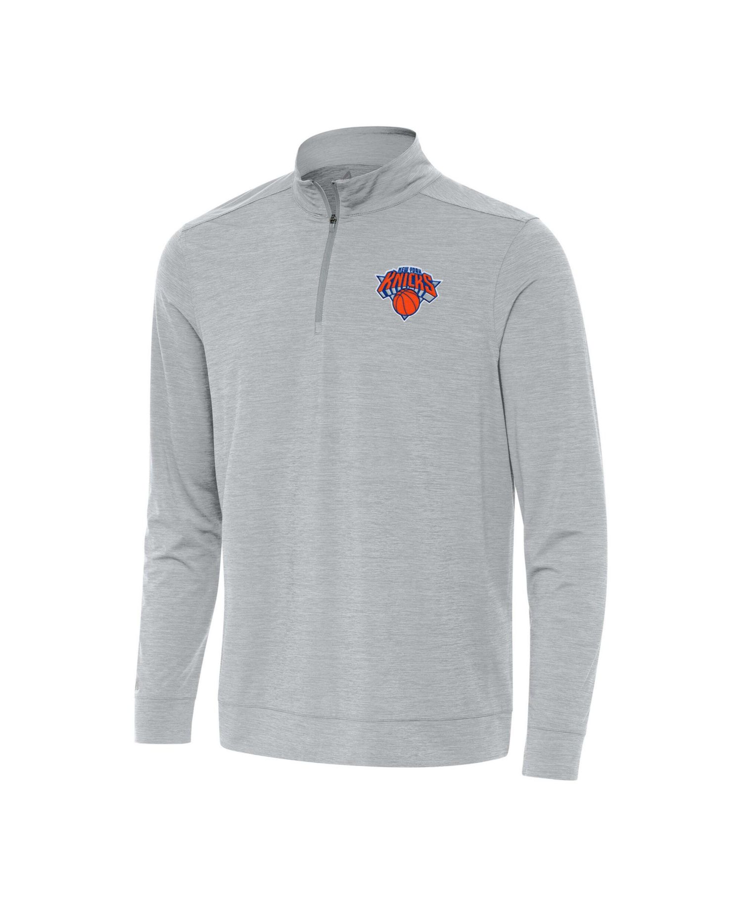 Men's Heather Gray New York Knicks Bright Quarter-Zip Sweatshirt