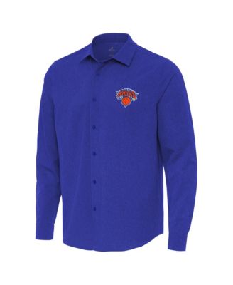 Men's Blue New York Knicks Exposure Woven Long Sleeve Button-Up Shirt