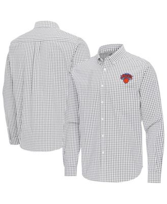 Men's Gray New York Knicks Ellis Woven Tri-Blend Button-Down Shirt