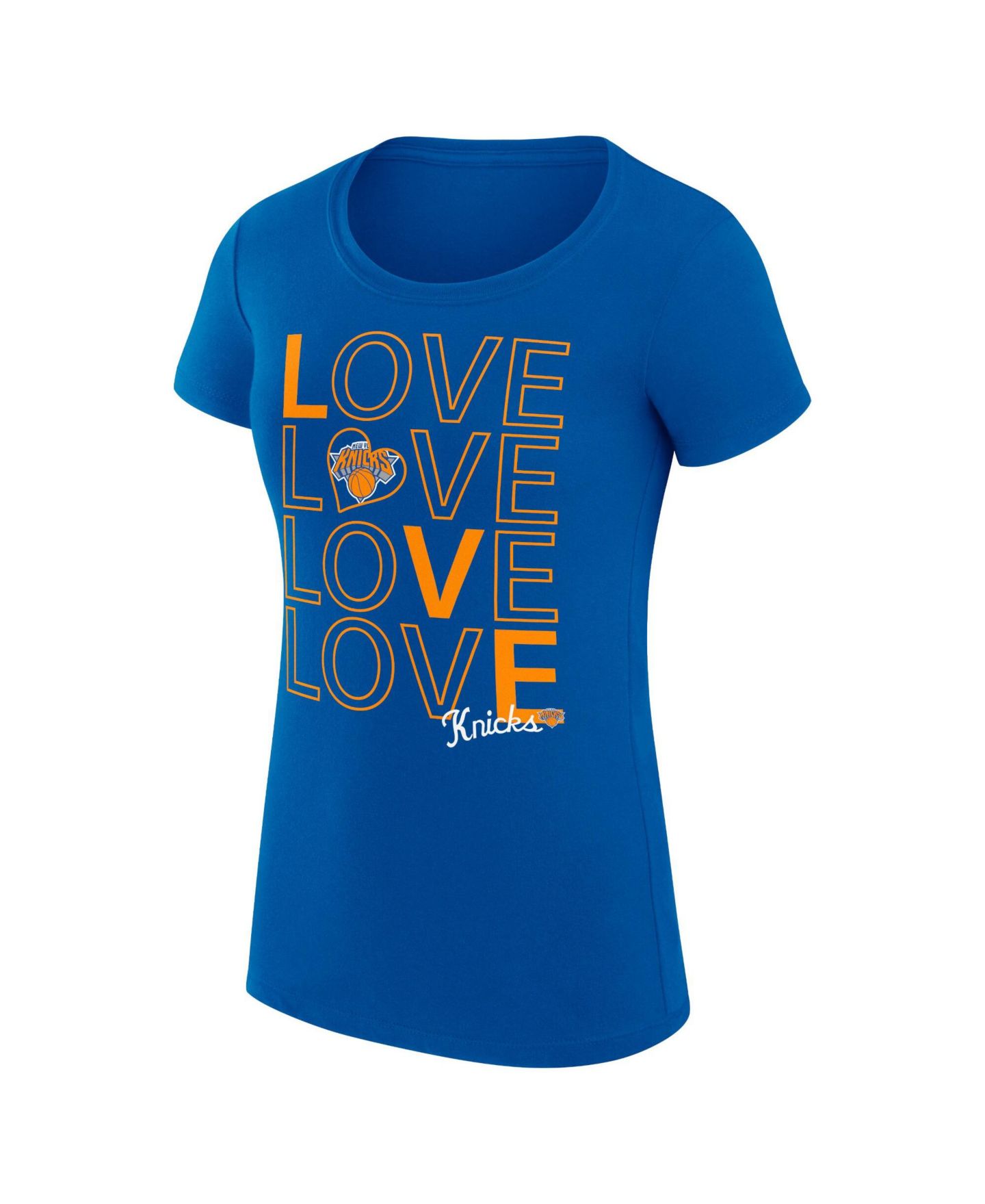 Женская футболка G-III 4Her by Carl Banks Royal New York Knicks Super-Slim Fit Lightweight Basketball Love — фото 2