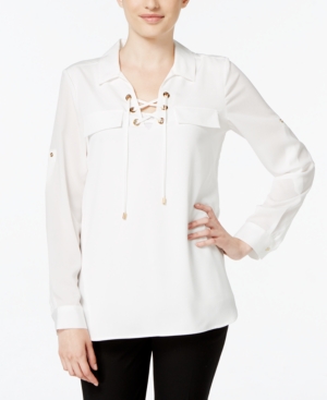 UPC 888738667999 product image for Calvin Klein Lace-Up Blouse | upcitemdb.com