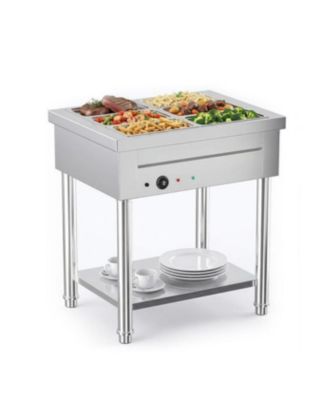 Commercial Food Warmer 1500W Electric Steam Table with 4x10QT Pans and Shelf