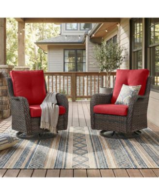 Outdoor Swivel Chairs Set of 2,Patio Wicker Rocker Chairs,All Weather Patio Conversation Furniture Set, Ideal for Porch Balcony Deck Yard