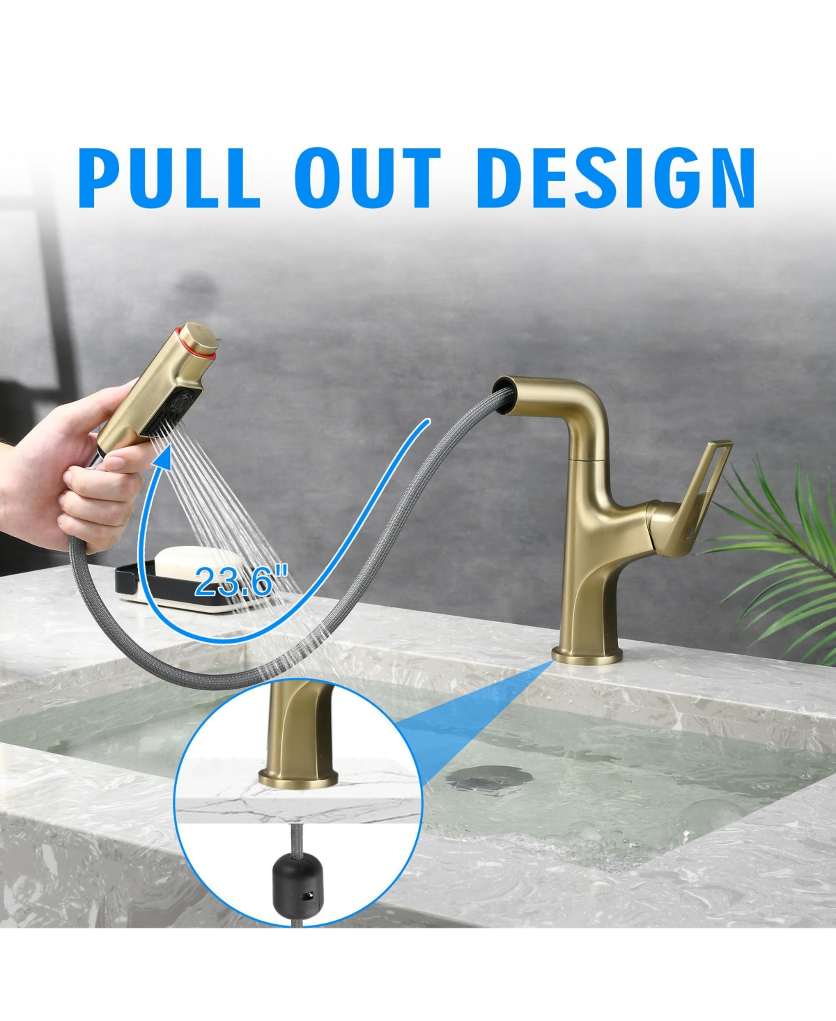 Phying Brushed Gold Pull-Down Vessel Faucet