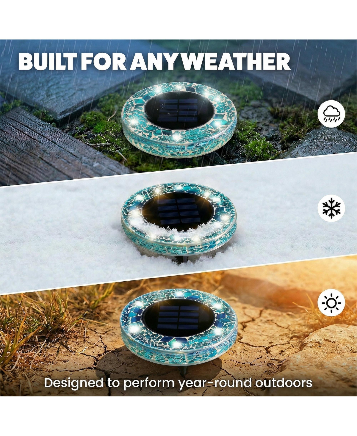 Bell + Howell Mosaic Disk Lights Solar Powered 6 Led Weather Resistance Path 4-Piece
