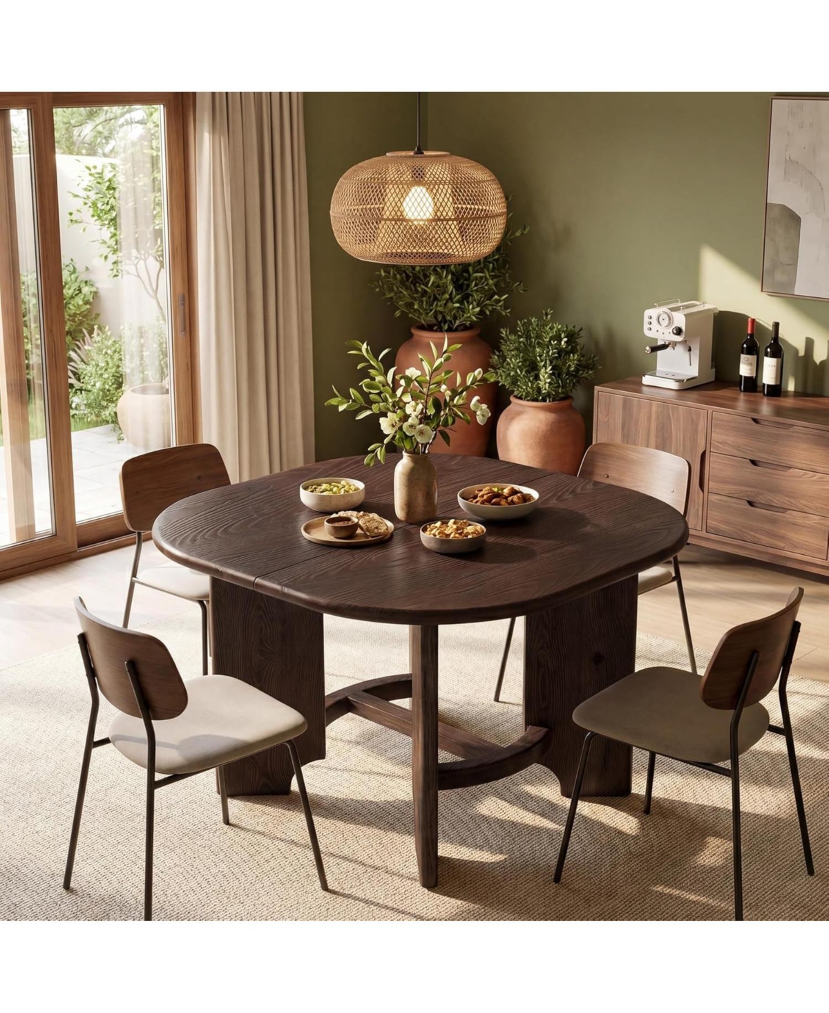 Tribesigns Solid Wood Square Dining Table for 4, 47.24-Inch Farmhouse Kitchen Dinner Table, Sturdy Rustic Dining Room Furniture