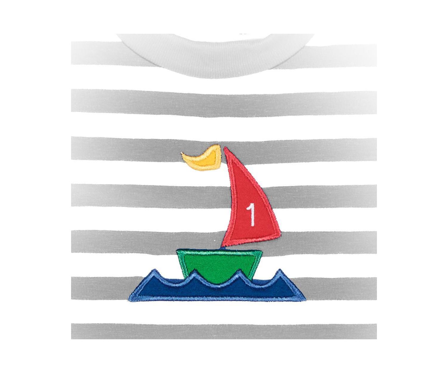 Baby Boy Stripe Knit Shortall With Sailboat