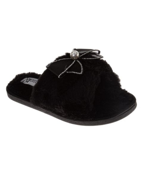 Женские тапочки Badgley Mischka Bow Comfort Slippers, цвет: Чёрный