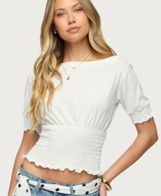 Women's Emanuelle Smocked Boat Neck Top