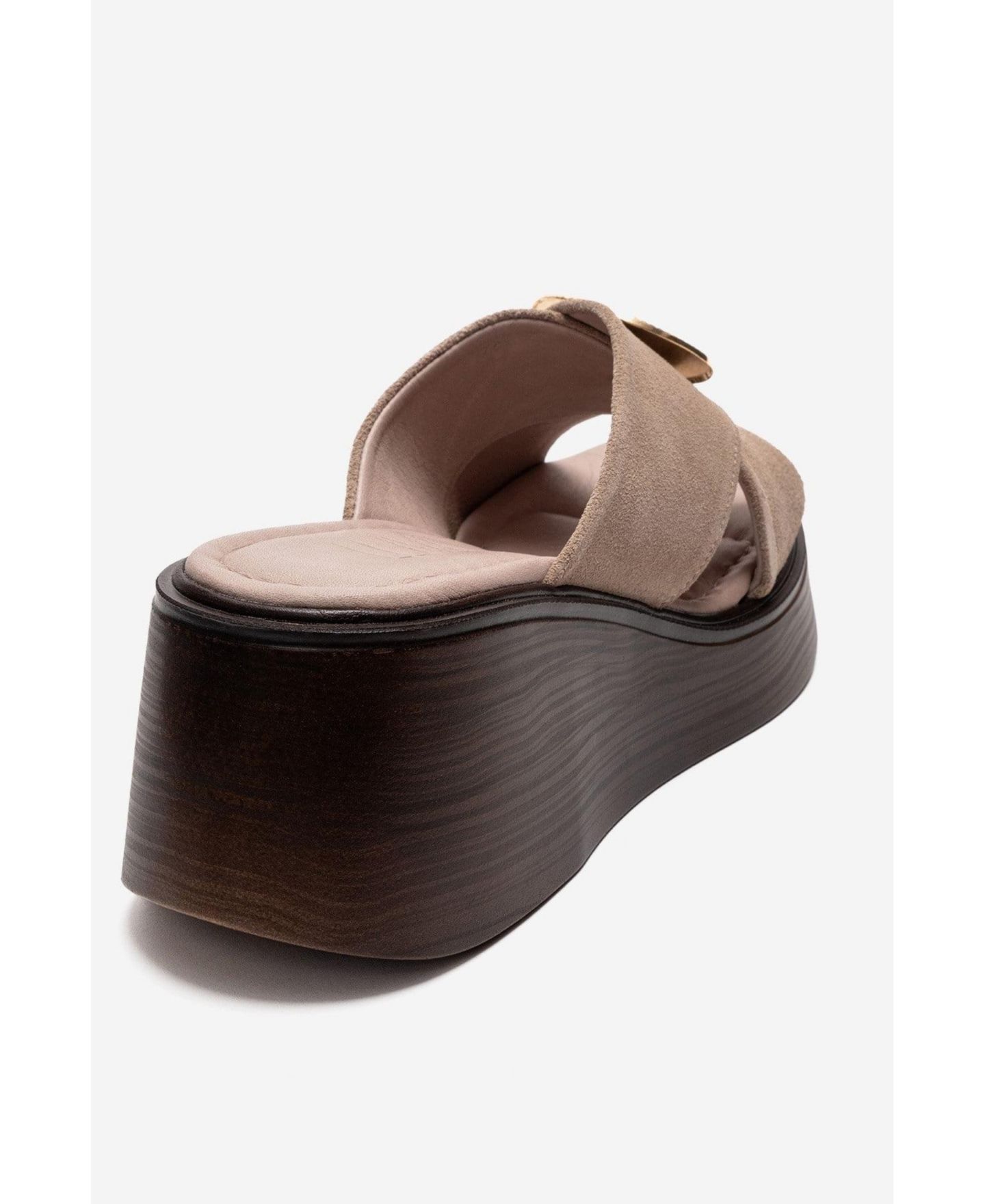Женские сандалии Forever & Always Shoes Fianna Leather Cross Strap Platform Sandal, цвет: Бежевый замшевый — фото 6