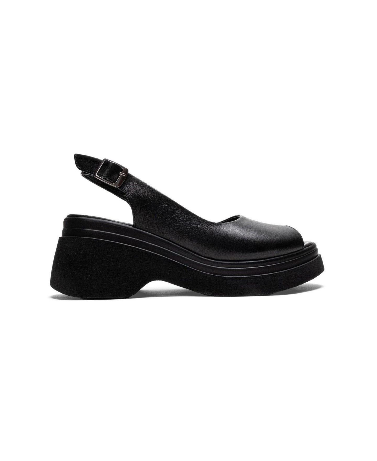 Женские сандалии Forever & Always Shoes Laure Leather Wedge Sandal, цвет: Чёрный — фото 2