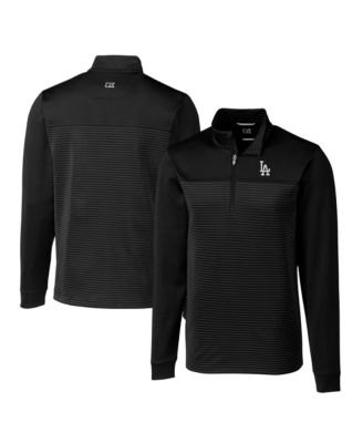 Men's Black Los Angeles Dodgers Big & Tall Traverse Stripe Stretch DryTec Quarter-Zip Sweatshirt