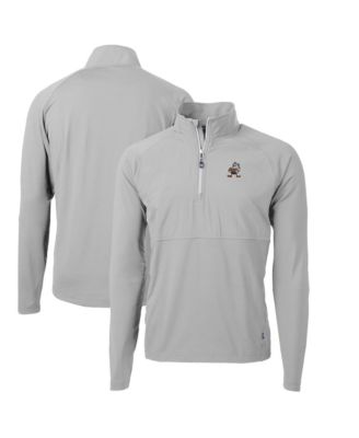 Men's Gray Cleveland Browns Adapt Eco Knit Hybrid Quarter-Zip Throwback Pullover Sweatshirt