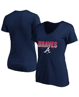 Women's Profile Navy Atlanta Braves Plus Size Wordmark V-Neck T-Shirt
