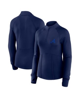 Women's Navy Atlanta Braves Elements Raglan Tri-Blend Quarter-Zip Sweatshirt