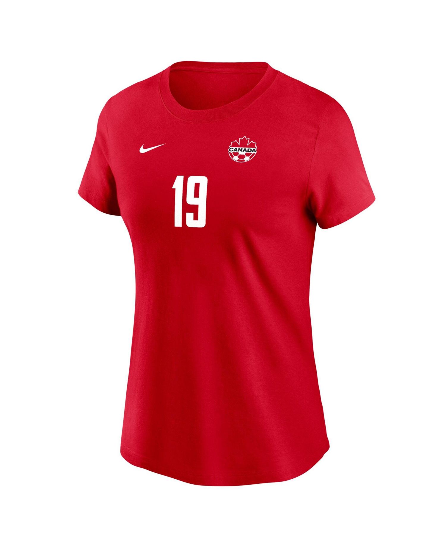 Women's Alphonso Davies Red Canada Soccer Home Name & Number T-Shirt