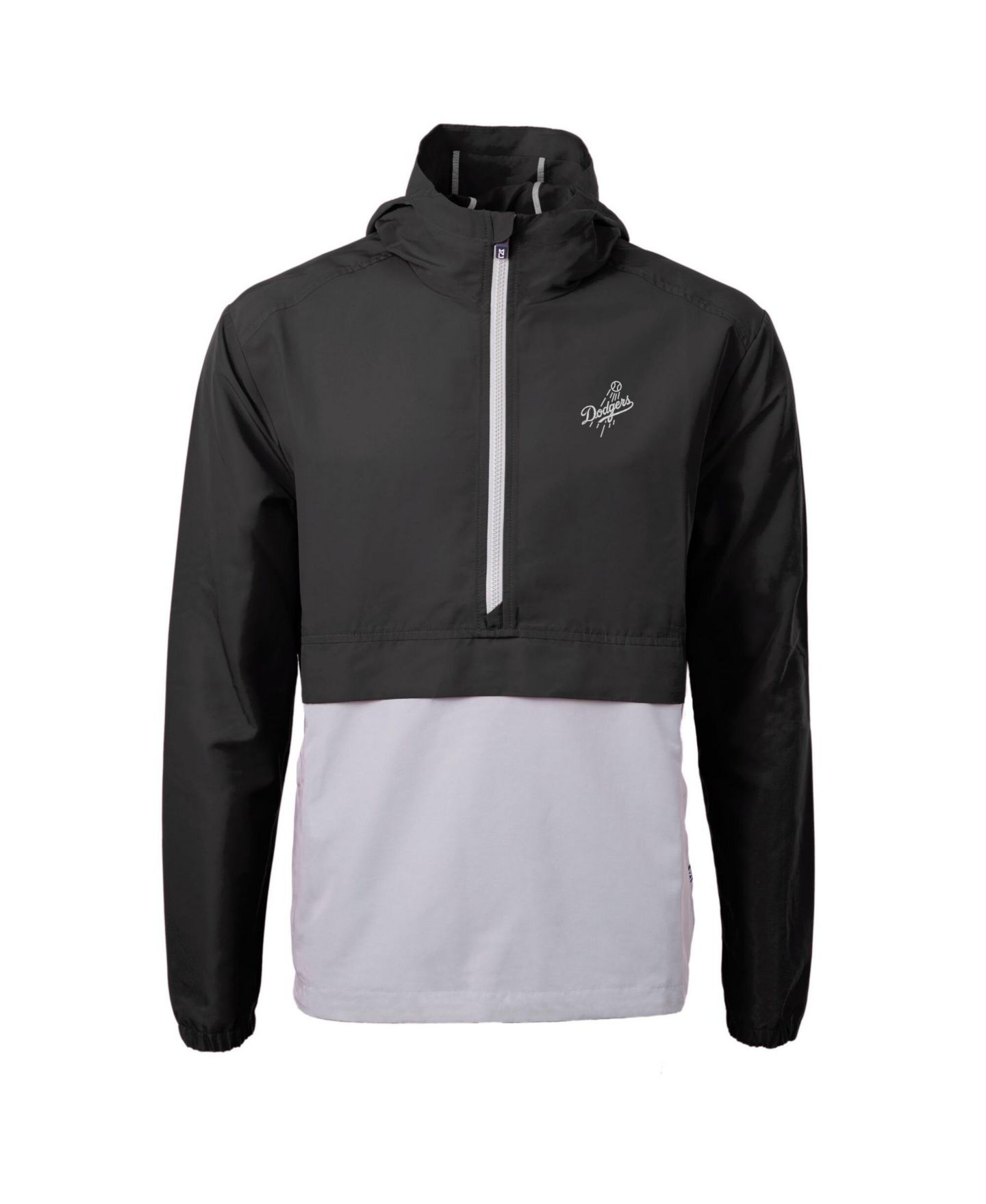 Мужская куртка Cutter & Buck Black/Gray Los Angeles Dodgers Charter Eco Anorak Half-Zip Hoodie Jacket — фото 2