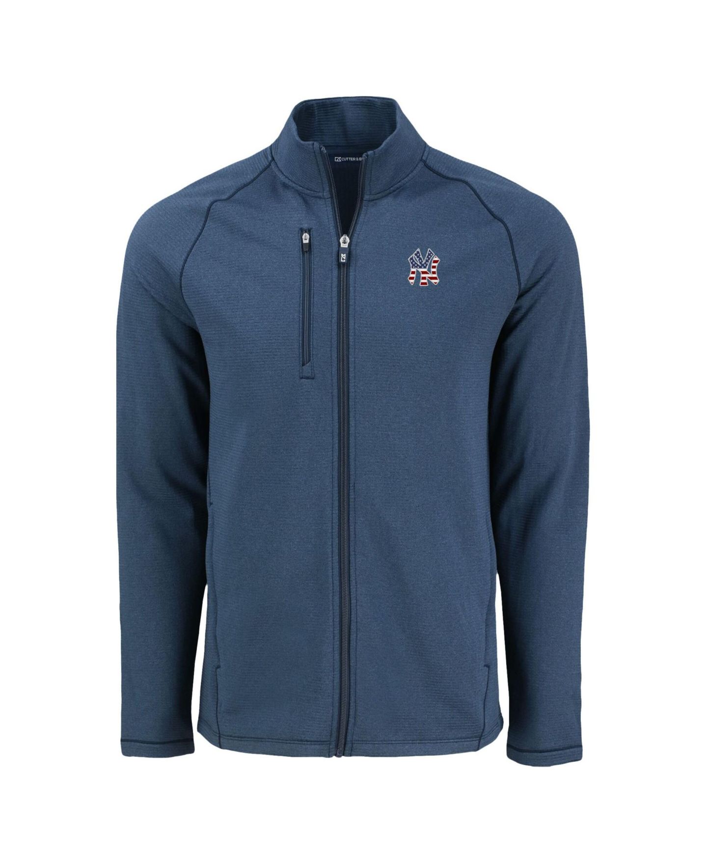 Мужская куртка Cutter & Buck Heather Navy New York Yankees Peshastin Eco Fleece Raglan Full-Zip — фото 2