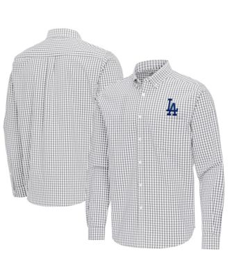 Men's Gray Los Angeles Dodgers Ellis Woven Tri-Blend Button-Down Shirt