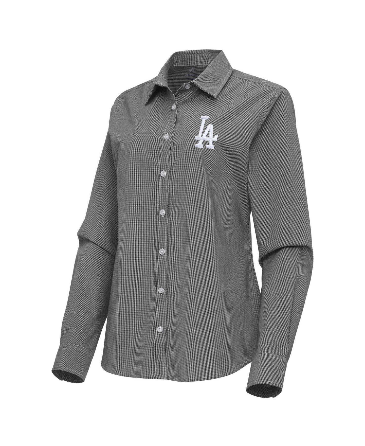 Женская рубашка Antigua Black Los Angeles Dodgers Porter Woven Long Sleeve Button-Up — фото 2