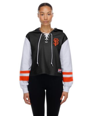 Women's Black San Francisco Giants Boxy Lace-Up Hoodie