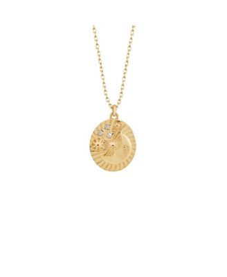 Moon Embossed Silhouette Sterling Silver Medal Necklace