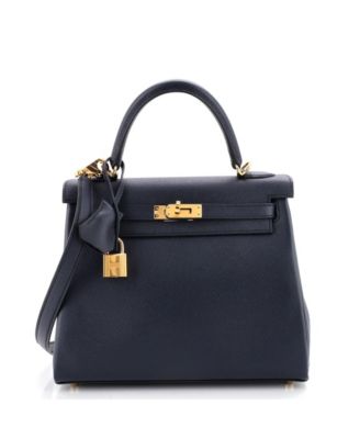 Kelly 25 Handbag Blue Epsom with Gold Hardware