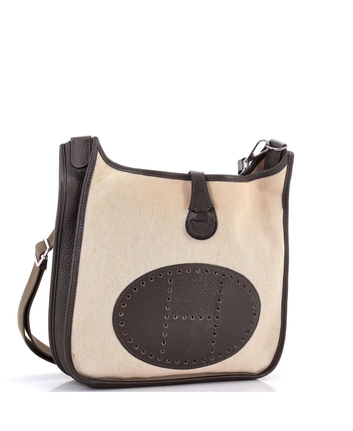 Pre-Owned HERMES Pm Evelyne Bag Gen Iii Toile and Leather