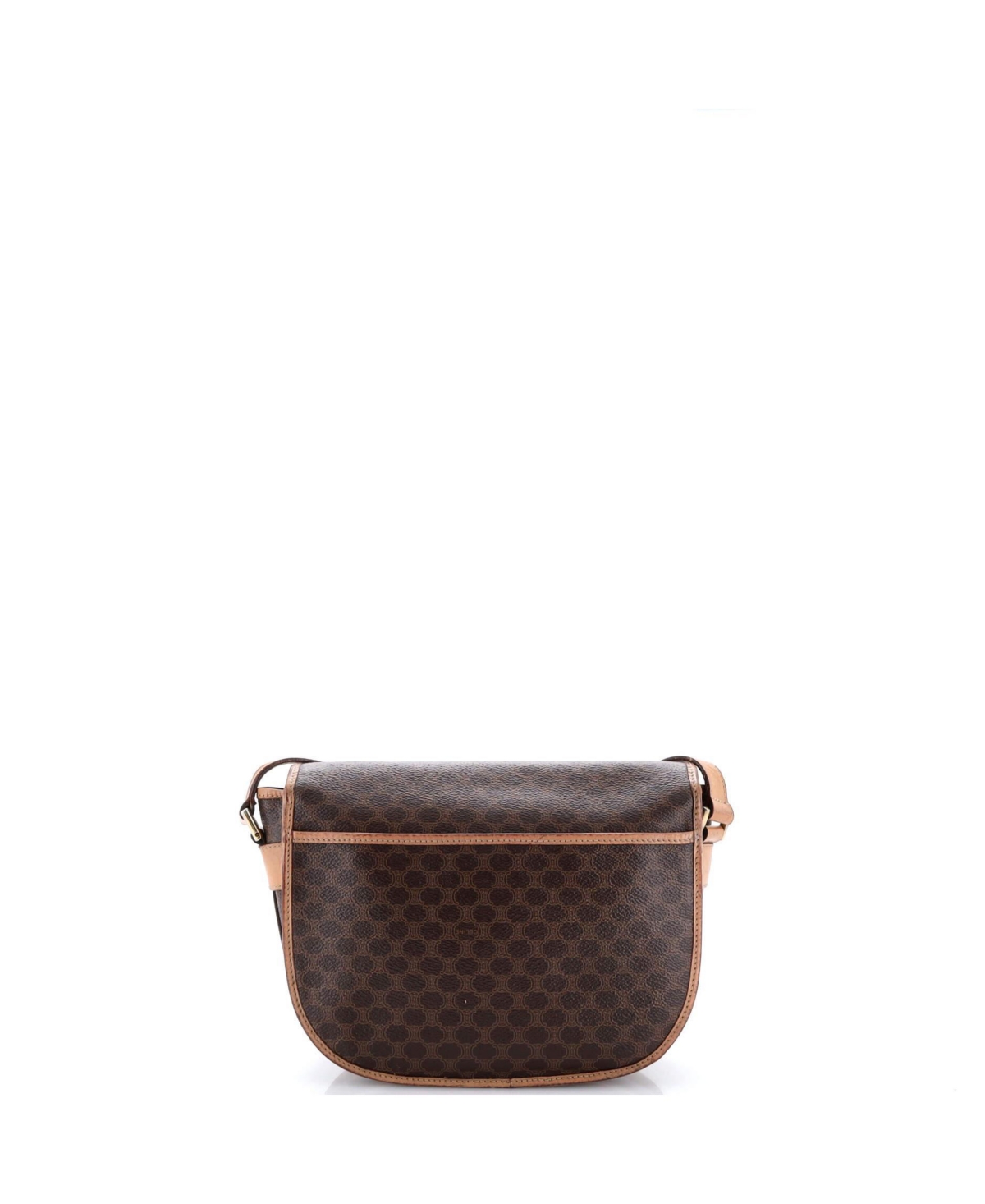 Pre-Owned Celine Small Vintage Saddle Flap Shoulder Bag Macadam Coated Canvas