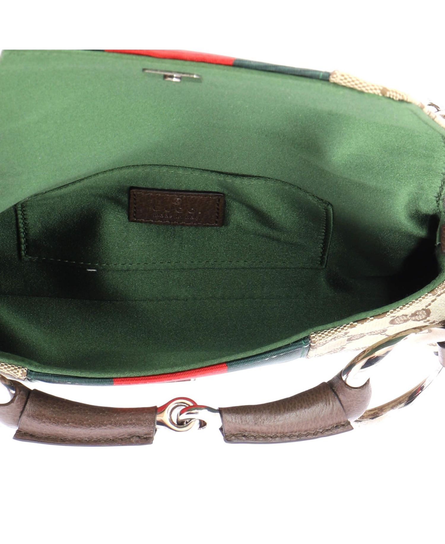 Small Horsebit NM Web Chain Clutch GG Canvas