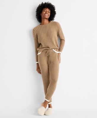 Women's Chenille Crewneck and Jogger Sweater Set