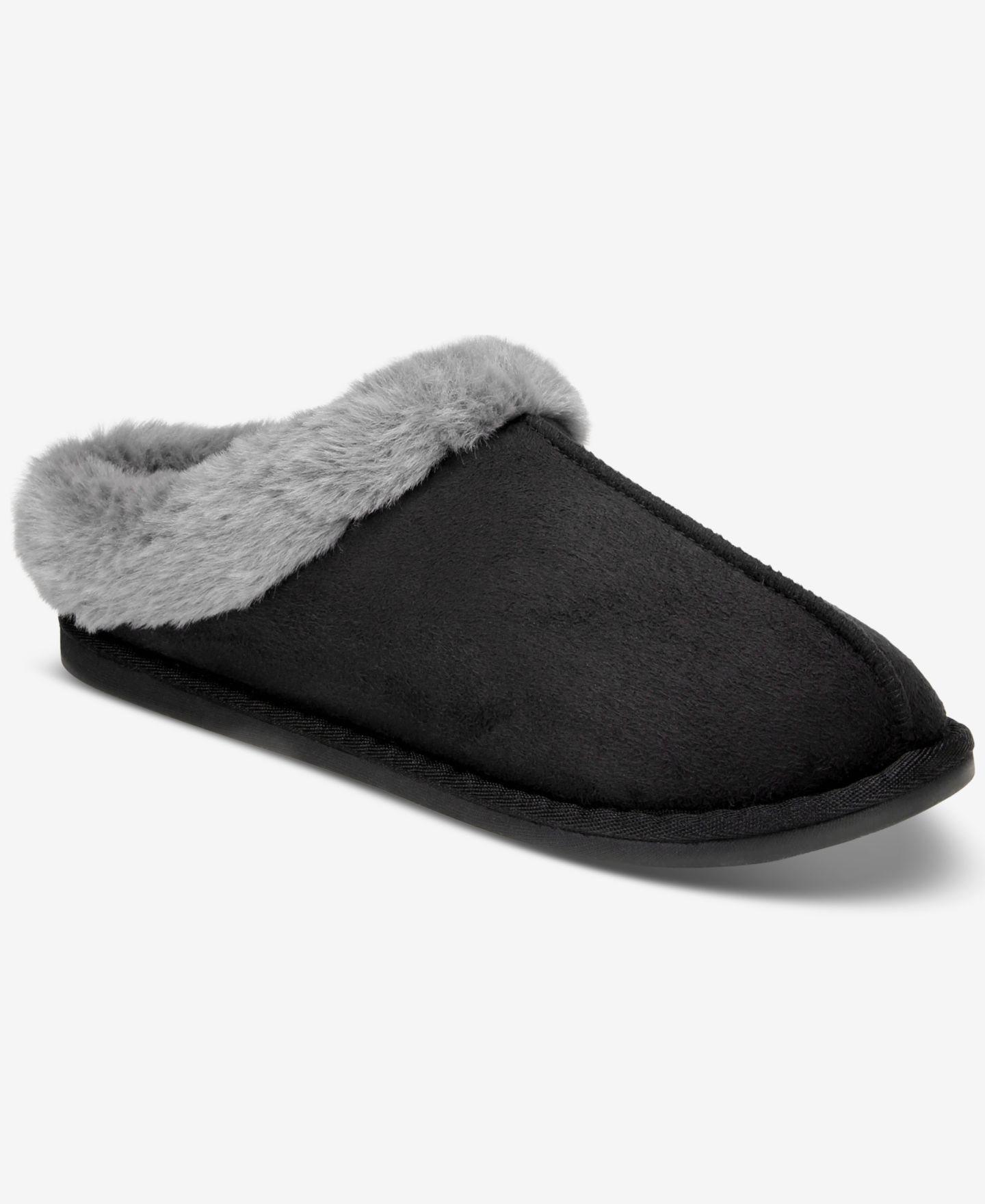 Женские сабо State of Day Boxed Faux-Fur-Collar Clog Slippers, цвет: Глубокий чёрный — фото 5