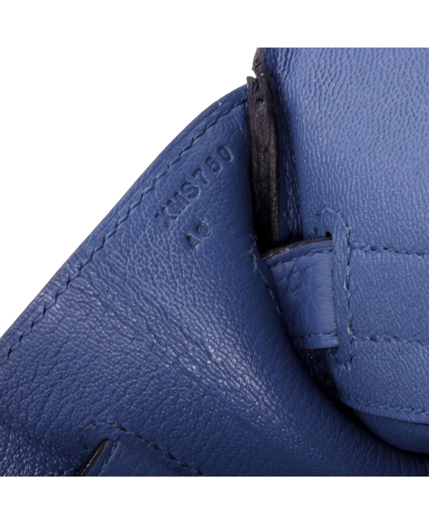 Birkin 30 Handbag Blue Clemence with Gold Hardware