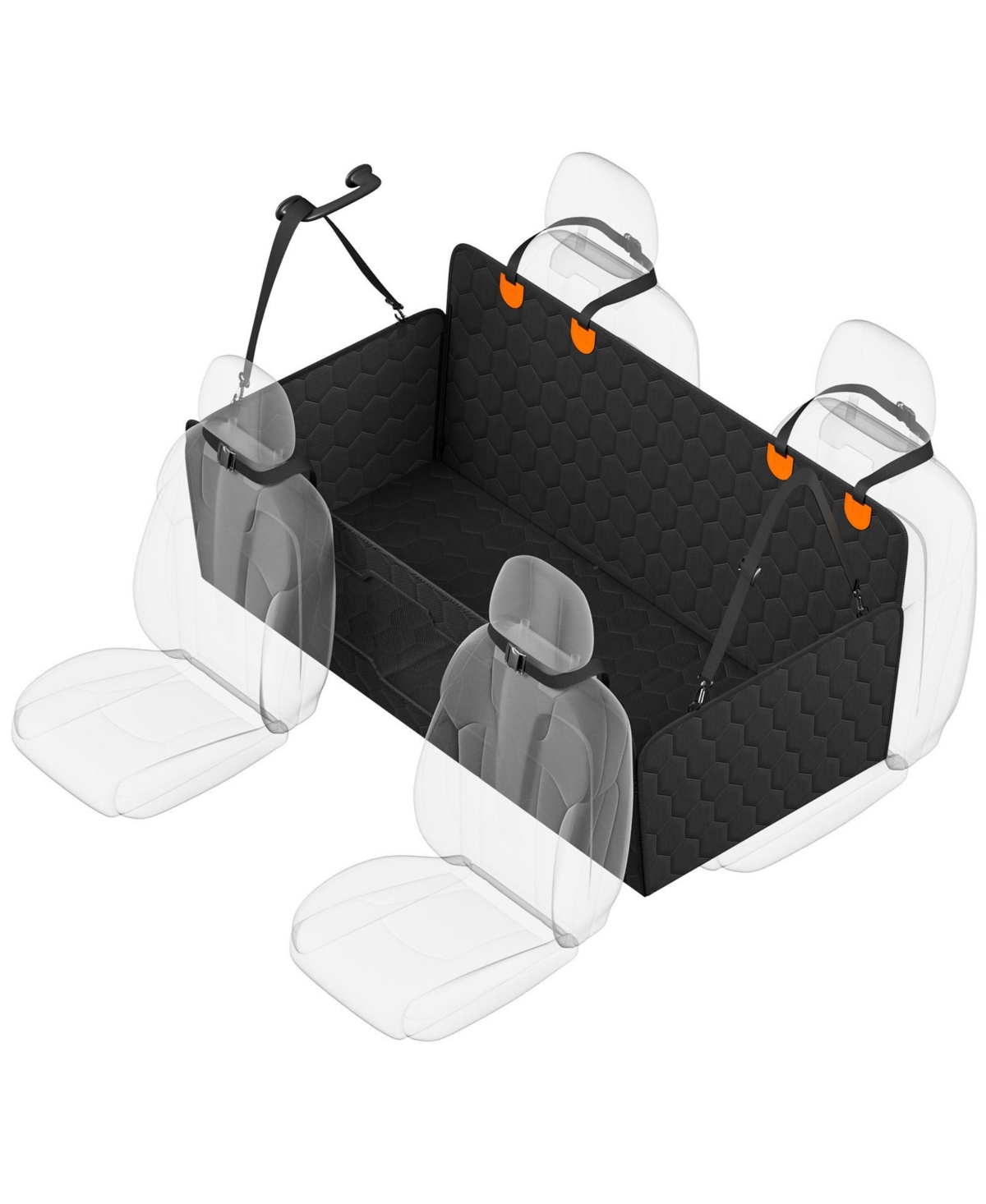 Cozito Dog Back Seat Extender, 54 x 25.6 in Car Seat Cover with Mesh Window and Storage Pockets