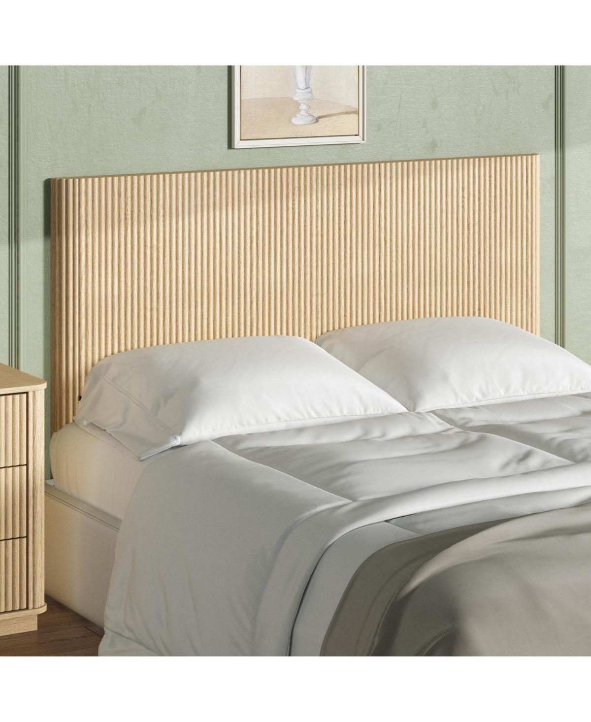 Sailvan Modern Wooden Queen Headboard with Arched Corrugated Design