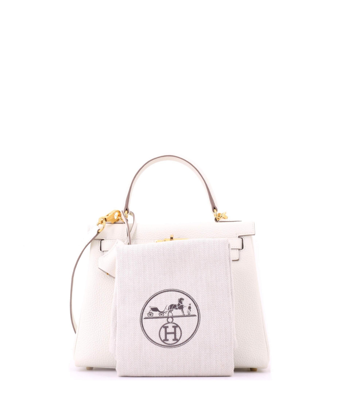 Pre-Owned HERMES Kelly 25 Handbag Light Togo with Gold Hardware
